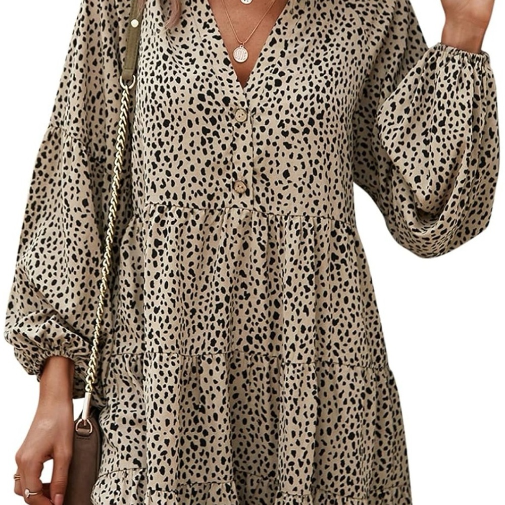 Leopard Print V-Neck Dress